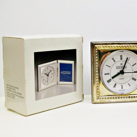 International Silverplate Clock Photo Frame Boxed - Picture 2 of 9